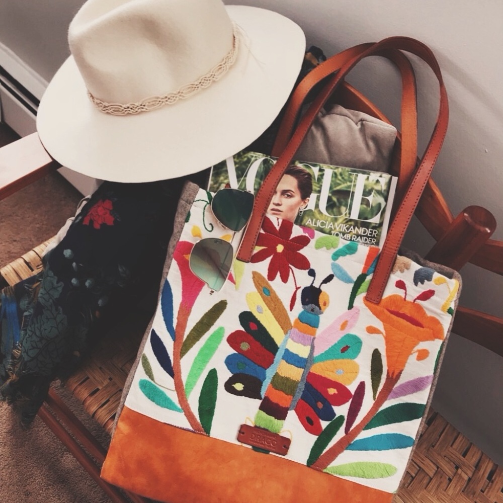 Leather/Wool Handmade Tote